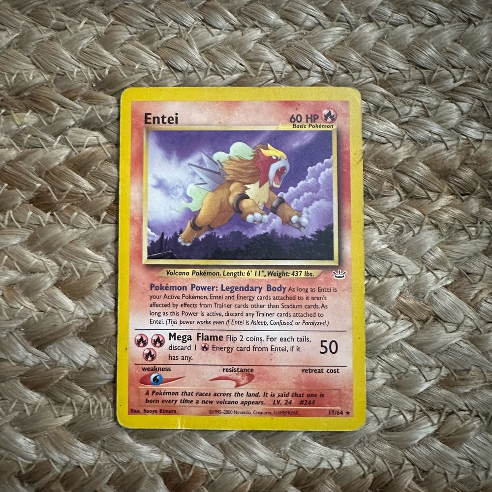 Entei 17/64 Revelation Unlimited Rare Pokémon Card 2001